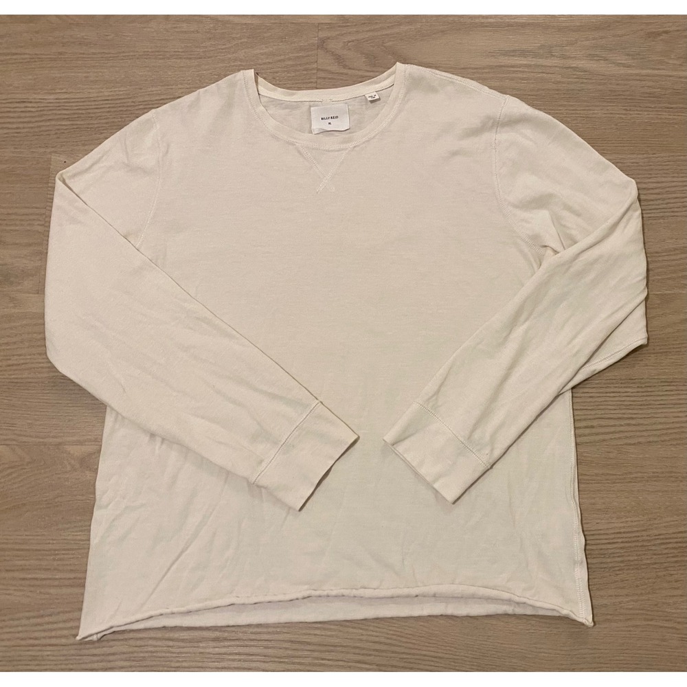 Billy Reid Dylan Crew Neck Long Sleeve Shirt XL Ivory Minimalist Quiet Luxury